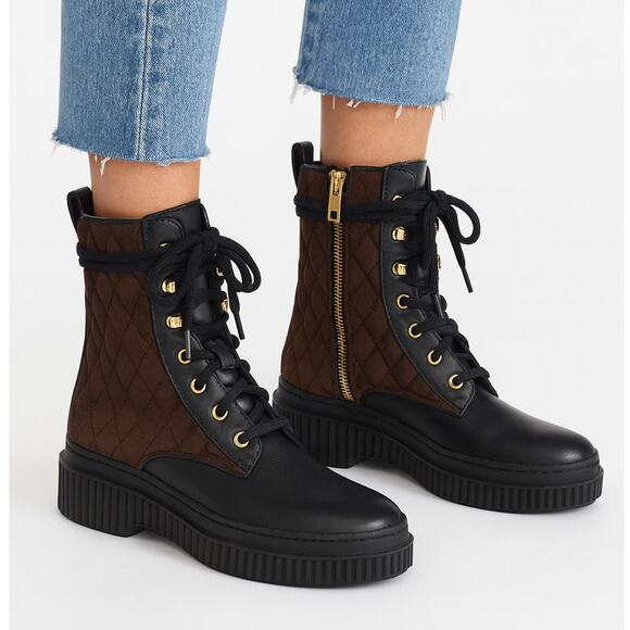 Tod's Diamond Quilted Lace-up Boot In Black Multi Size 34.5 (US 4.5) - Picture 13 of 13